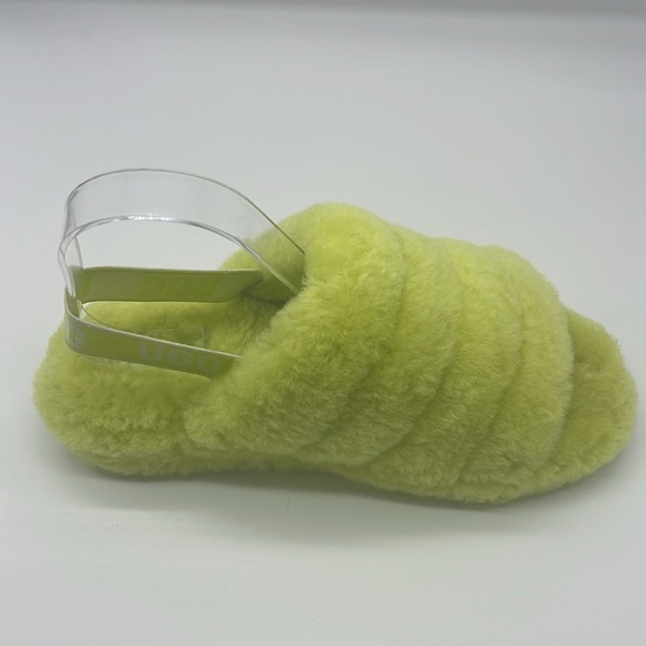 UGG - Fluff Yeah Sli In Lime Green Open Toe Slip On Ankle Strap Sandal Size 8 - Picture 13 of 14